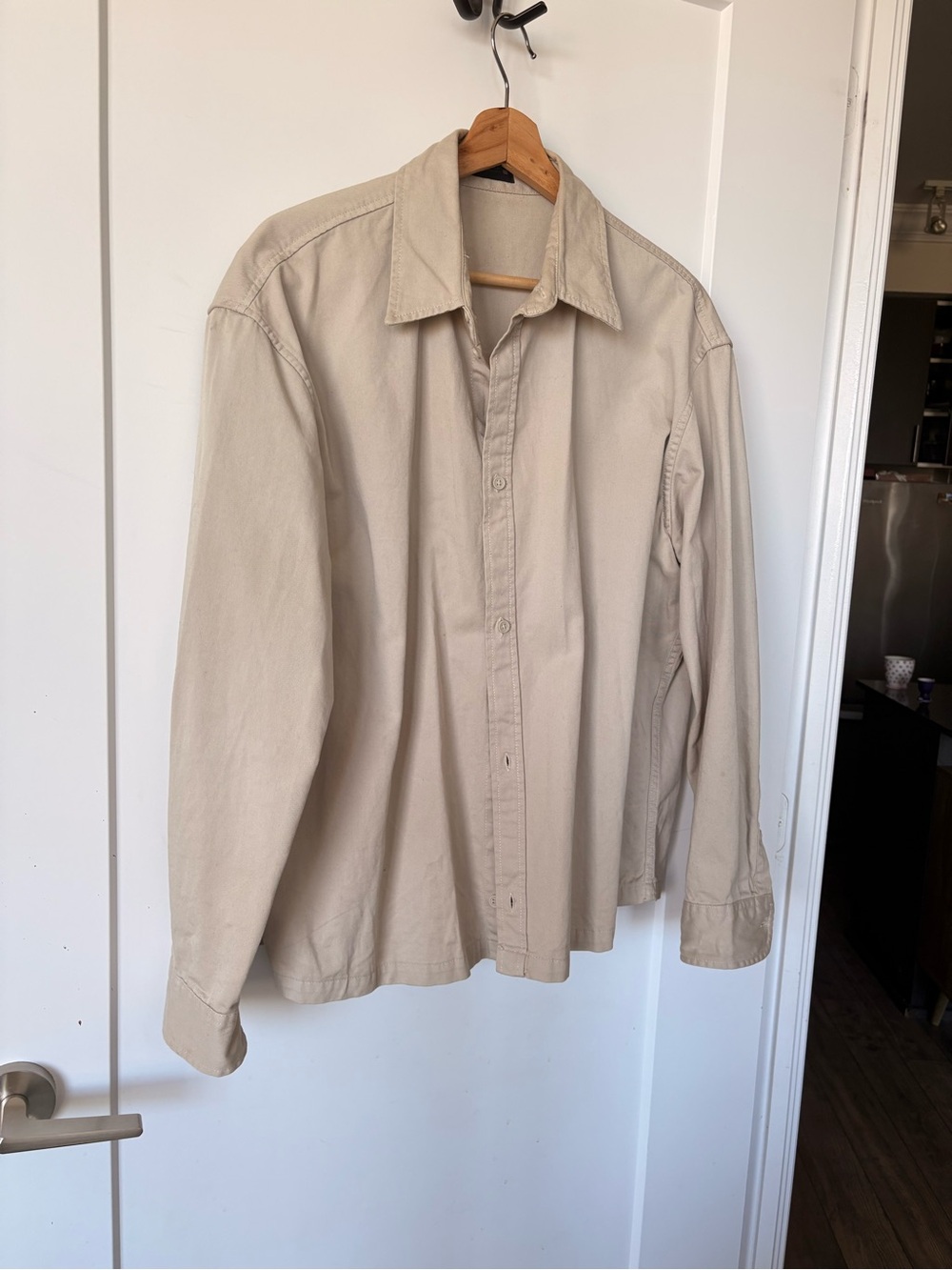 Zara Beige Collared Shirt with Black Label